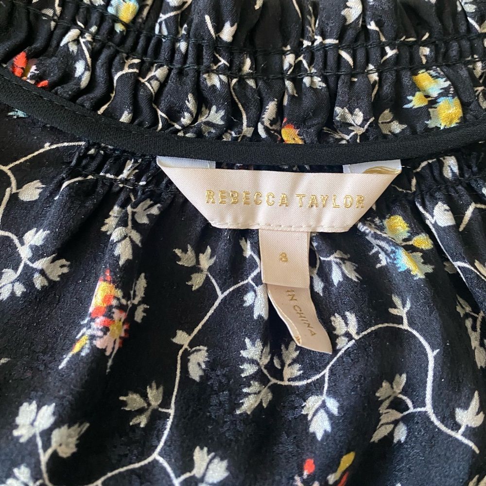 Rebecca Taylor Silk Vine Dress Size 8 Sinched Dainty Floral Spring - Picture 4 of 8